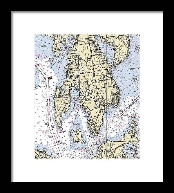 Bristol Neck-rhode Island Nautical Chart - Framed Print