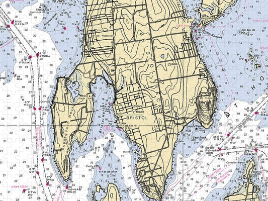 Bristol Neck Rhode Island Nautical Chart Puzzle