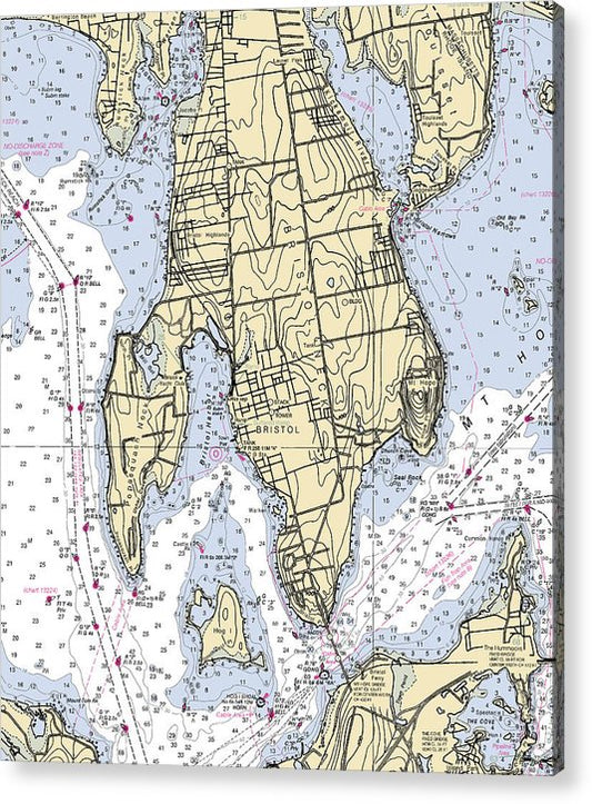 Bristol Neck-Rhode Island Nautical Chart  Acrylic Print