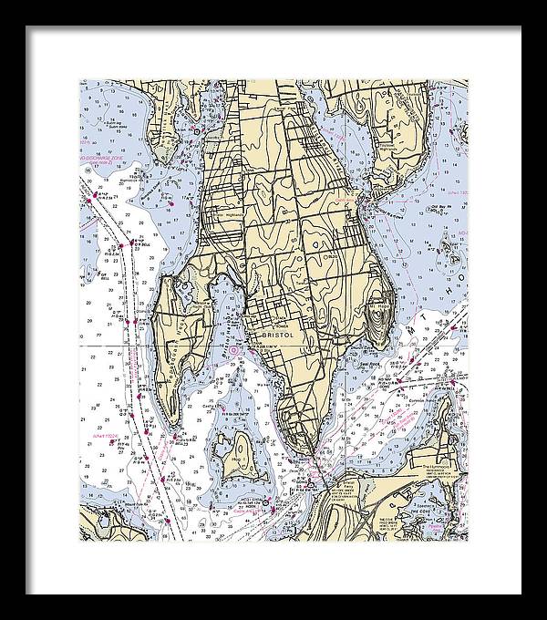 Bristol Neck-rhode Island Nautical Chart - Framed Print