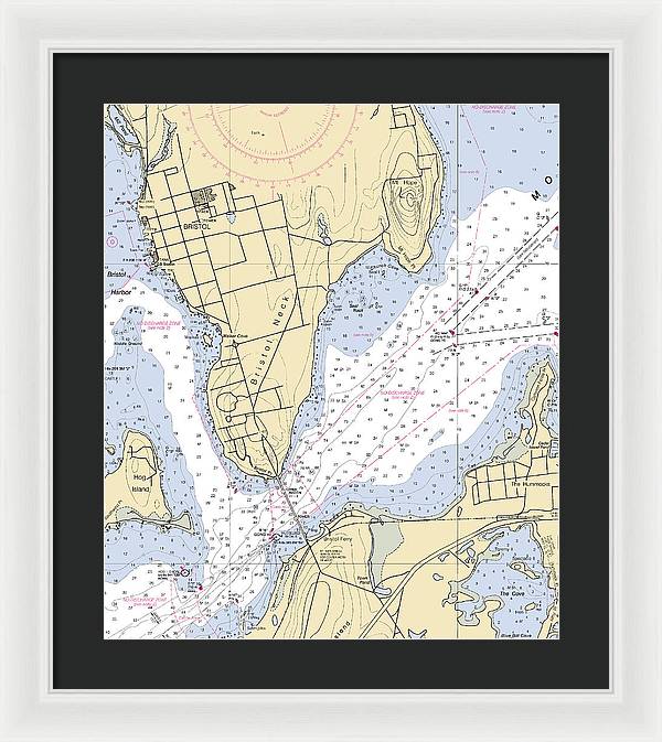 Bristol Neck -rhode Island Nautical Chart _v2 - Framed Print