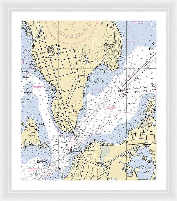 Bristol Neck -rhode Island Nautical Chart _v2 - Framed Print