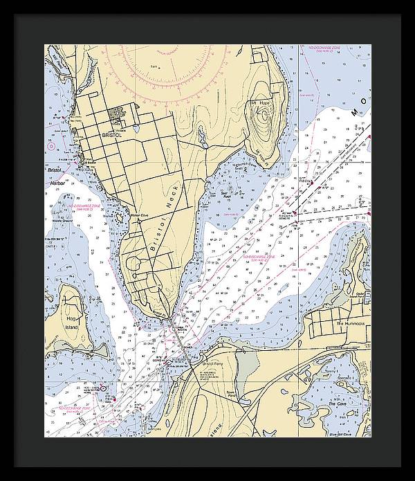 Bristol Neck -rhode Island Nautical Chart _v2 - Framed Print