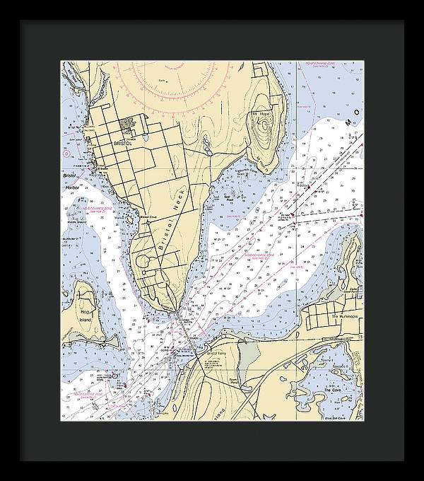 Bristol Neck -rhode Island Nautical Chart _v2 - Framed Print