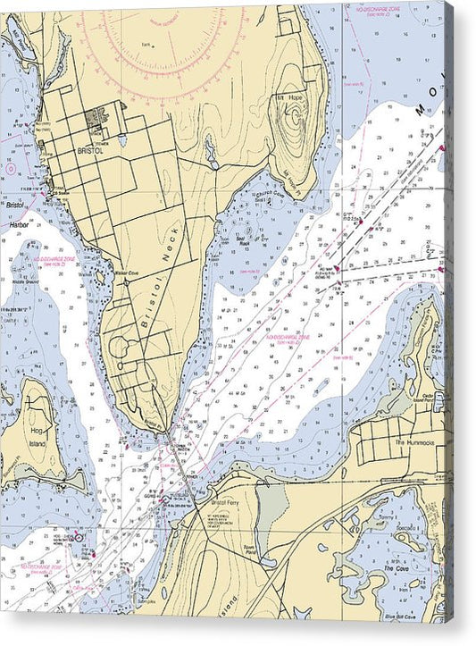 Bristol Neck -Rhode Island Nautical Chart _V2  Acrylic Print