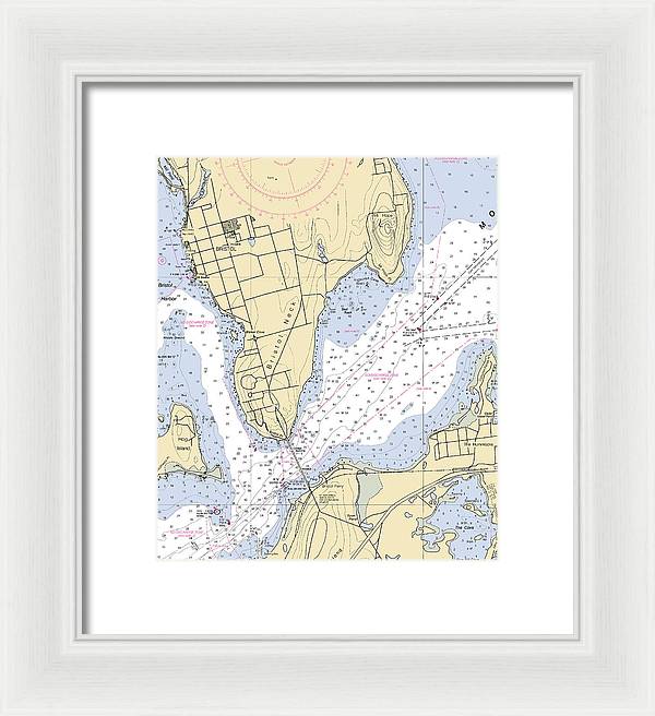 Bristol Neck -rhode Island Nautical Chart _v2 - Framed Print