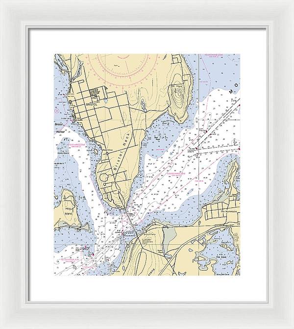 Bristol Neck -rhode Island Nautical Chart _v2 - Framed Print