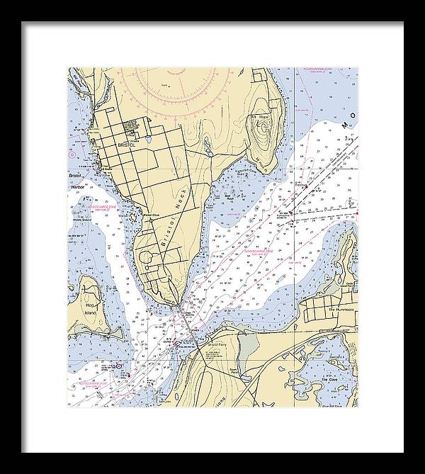 Bristol Neck -rhode Island Nautical Chart _v2 - Framed Print