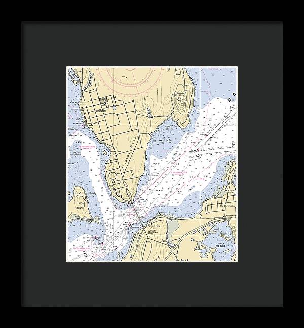 Bristol Neck -rhode Island Nautical Chart _v2 - Framed Print