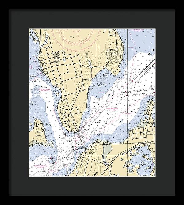 Bristol Neck -rhode Island Nautical Chart _v2 - Framed Print