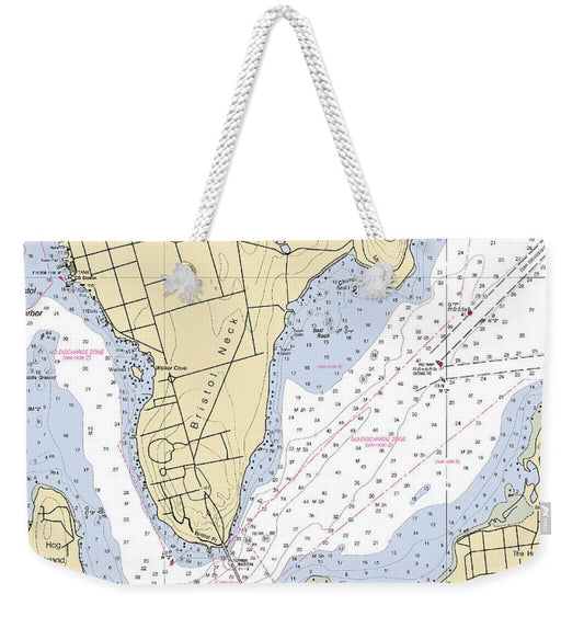 Bristol Neck -rhode Island Nautical Chart _v2 - Weekender Tote Bag