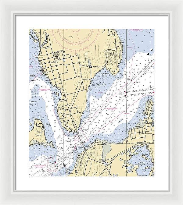 Bristol Neck -rhode Island Nautical Chart _v2 - Framed Print