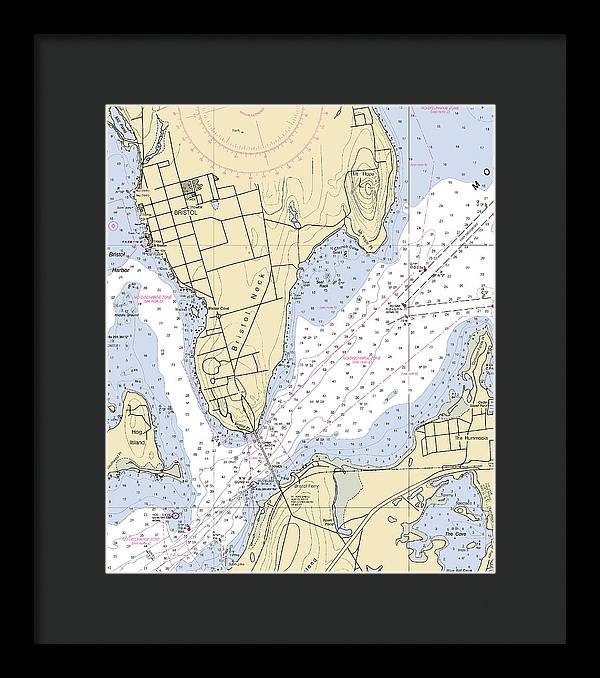 Bristol Neck -rhode Island Nautical Chart _v2 - Framed Print