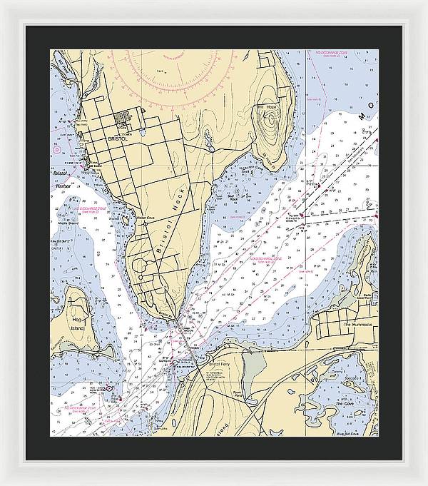 Bristol Neck -rhode Island Nautical Chart _v2 - Framed Print