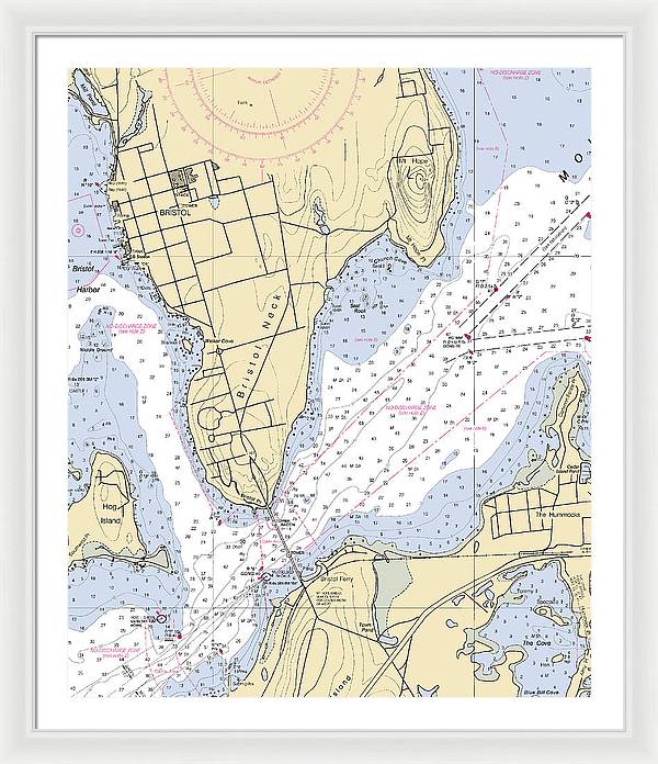 Bristol Neck -rhode Island Nautical Chart _v2 - Framed Print