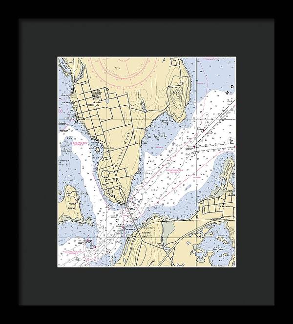 Bristol Neck -rhode Island Nautical Chart _v2 - Framed Print