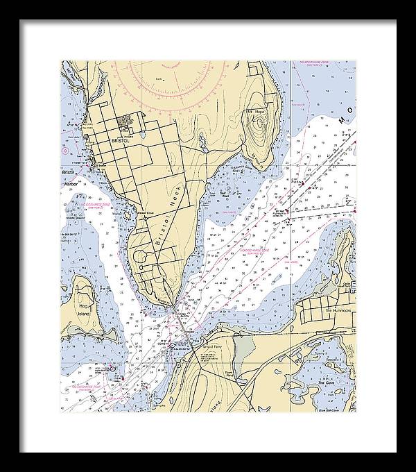 Bristol Neck -rhode Island Nautical Chart _v2 - Framed Print