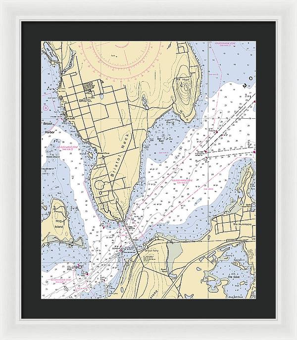 Bristol Neck -rhode Island Nautical Chart _v2 - Framed Print