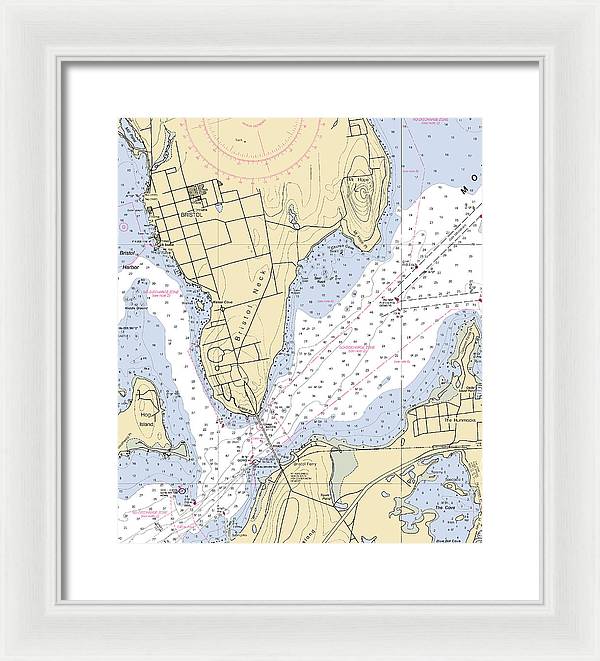 Bristol Neck -rhode Island Nautical Chart _v2 - Framed Print