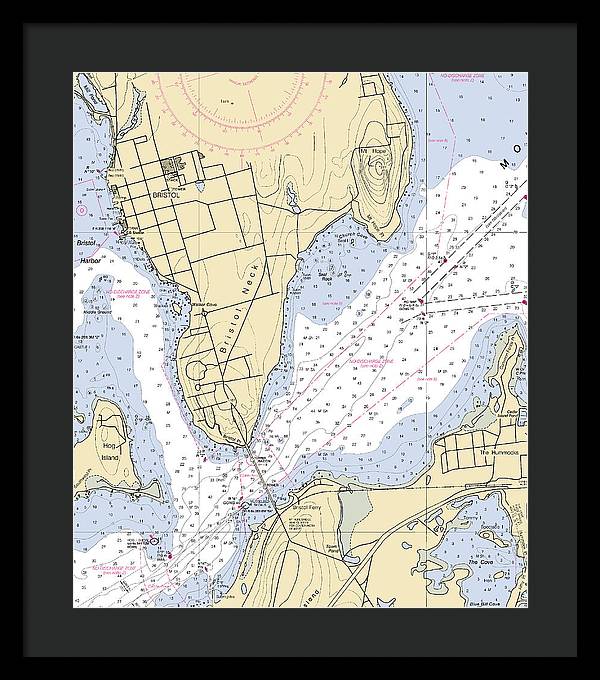 Bristol Neck -rhode Island Nautical Chart _v2 - Framed Print