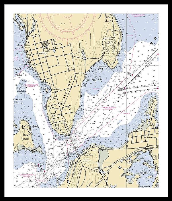 Bristol Neck -rhode Island Nautical Chart _v2 - Framed Print