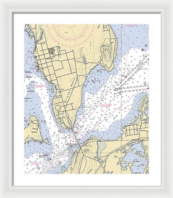 Bristol Neck -rhode Island Nautical Chart _v2 - Framed Print