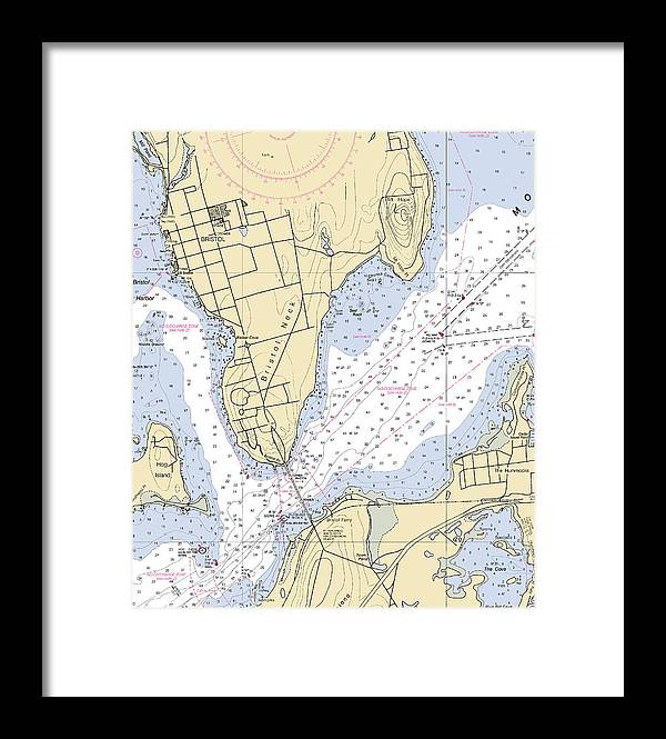 Bristol Neck -rhode Island Nautical Chart _v2 - Framed Print