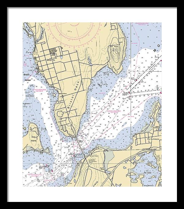 Bristol Neck -rhode Island Nautical Chart _v2 - Framed Print