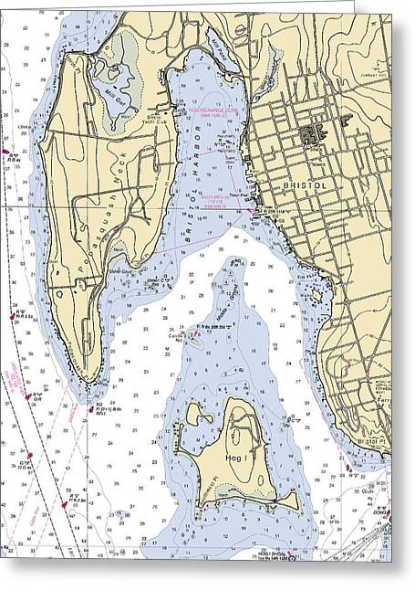 Bristol-rhode Island Nautical Chart - Greeting Card