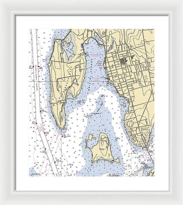 Bristol-rhode Island Nautical Chart - Framed Print