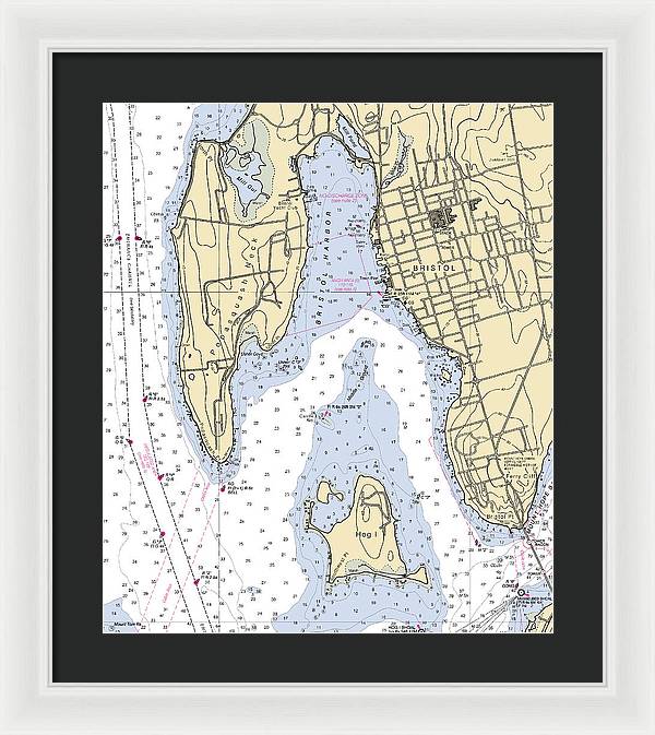 Bristol-rhode Island Nautical Chart - Framed Print