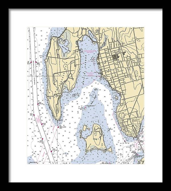 Bristol-rhode Island Nautical Chart - Framed Print