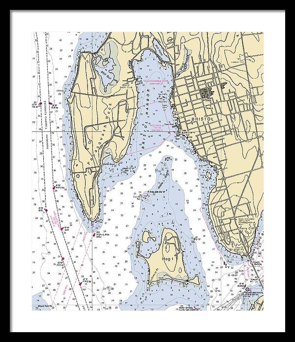 Bristol-rhode Island Nautical Chart - Framed Print