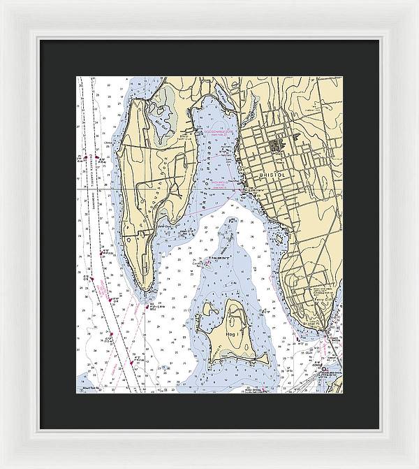 Bristol-rhode Island Nautical Chart - Framed Print