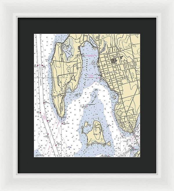 Bristol-rhode Island Nautical Chart - Framed Print