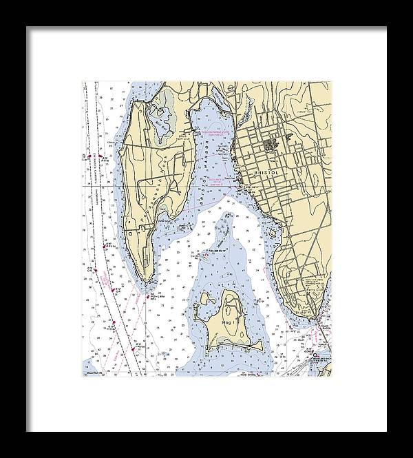 Bristol-rhode Island Nautical Chart - Framed Print