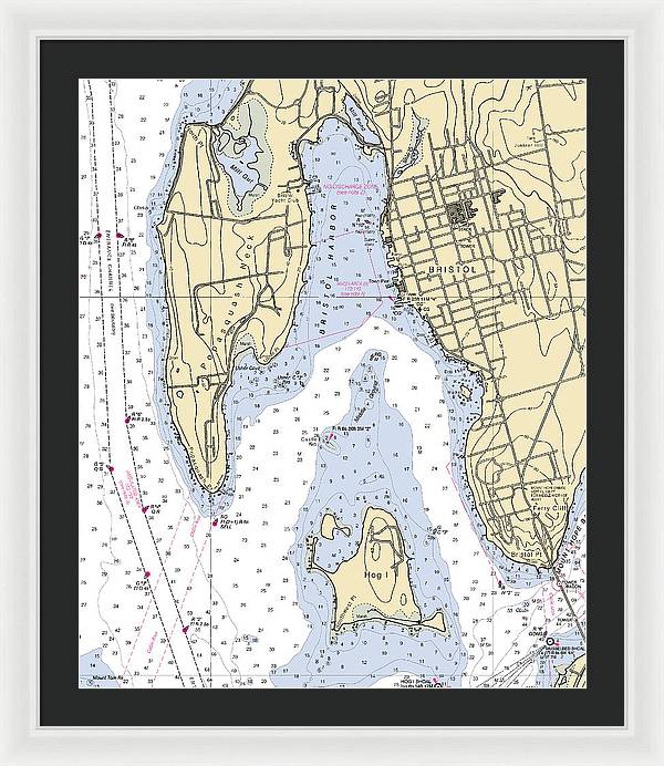 Bristol-rhode Island Nautical Chart - Framed Print