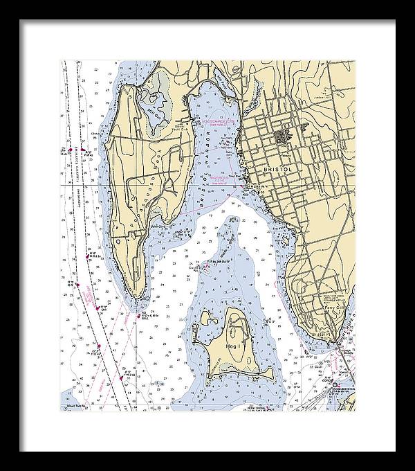 Bristol-rhode Island Nautical Chart - Framed Print