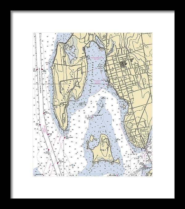 Bristol-rhode Island Nautical Chart - Framed Print