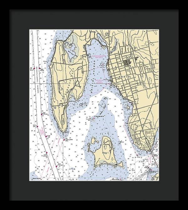 Bristol-rhode Island Nautical Chart - Framed Print