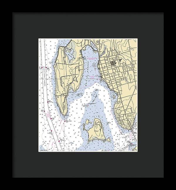 Bristol-rhode Island Nautical Chart - Framed Print