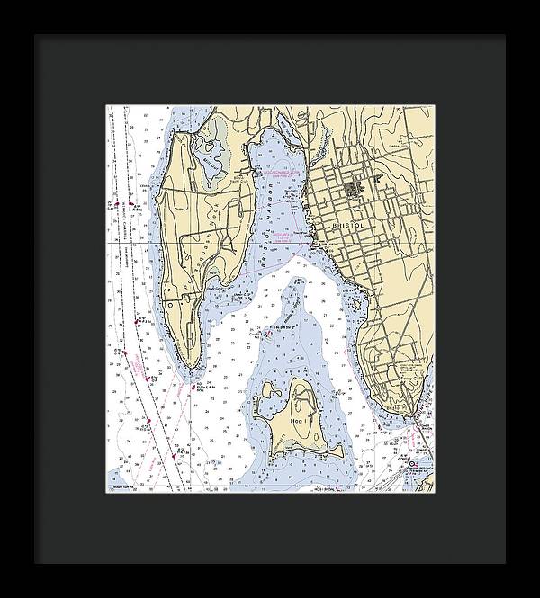 Bristol-rhode Island Nautical Chart - Framed Print