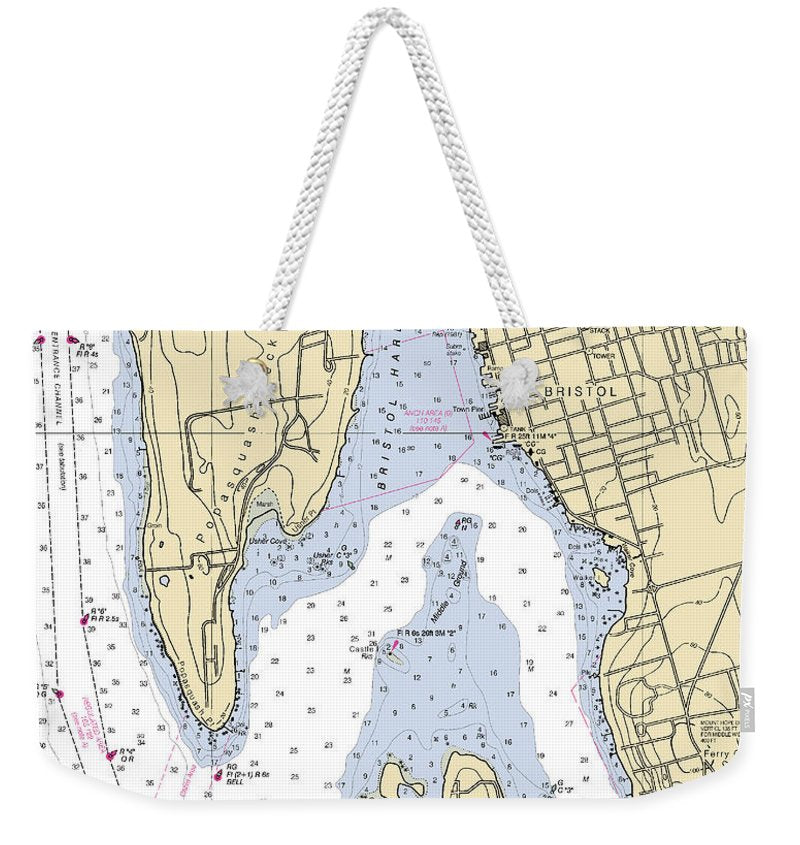 Bristol-rhode Island Nautical Chart - Weekender Tote Bag