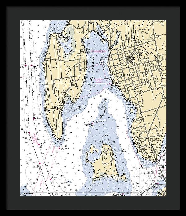 Bristol-rhode Island Nautical Chart - Framed Print