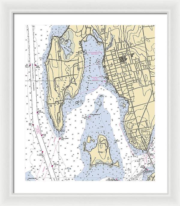 Bristol-rhode Island Nautical Chart - Framed Print