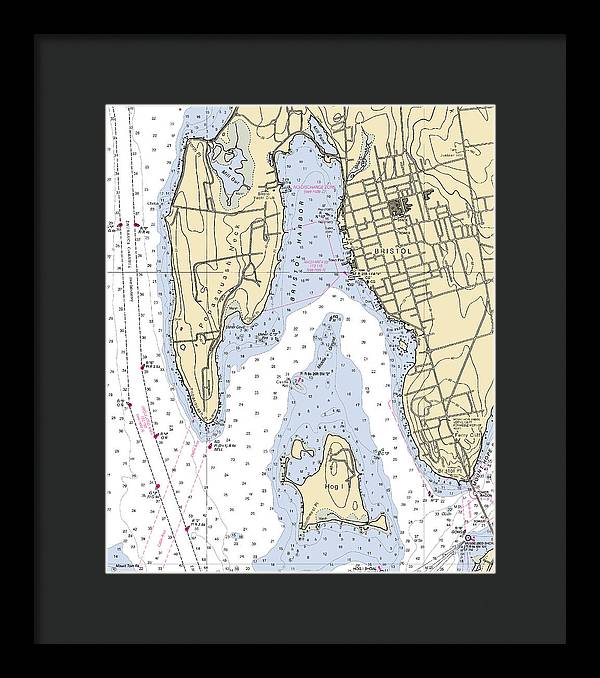 Bristol-rhode Island Nautical Chart - Framed Print