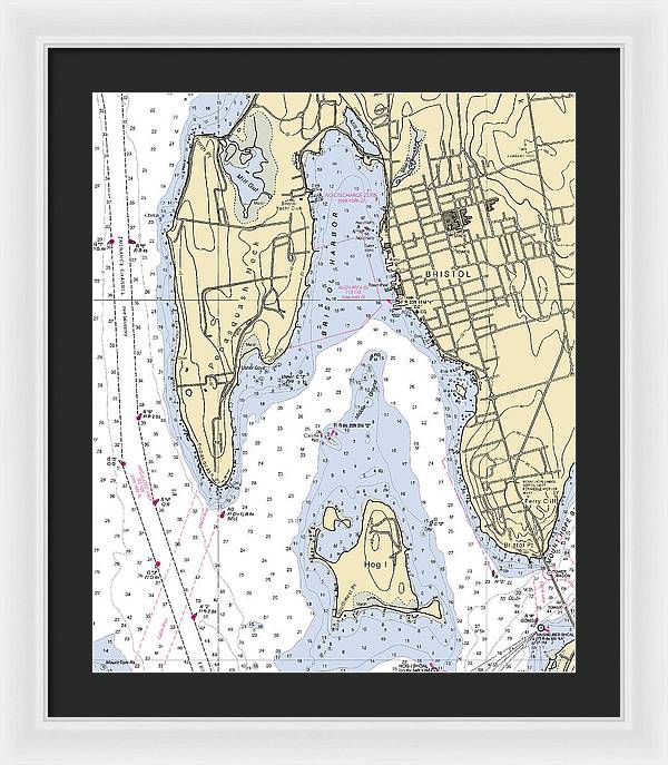 Bristol-rhode Island Nautical Chart - Framed Print