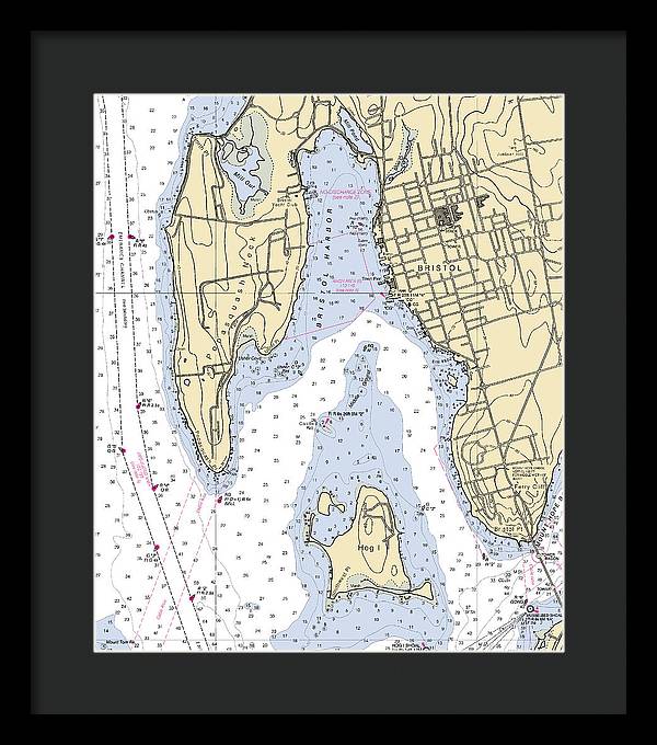 Bristol-rhode Island Nautical Chart - Framed Print