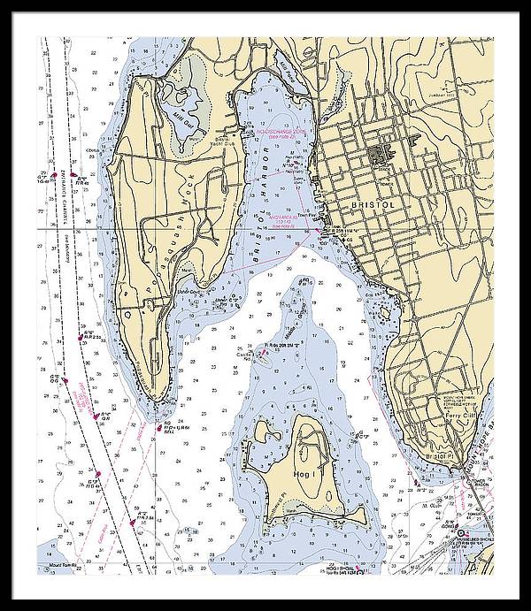 Bristol-rhode Island Nautical Chart - Framed Print