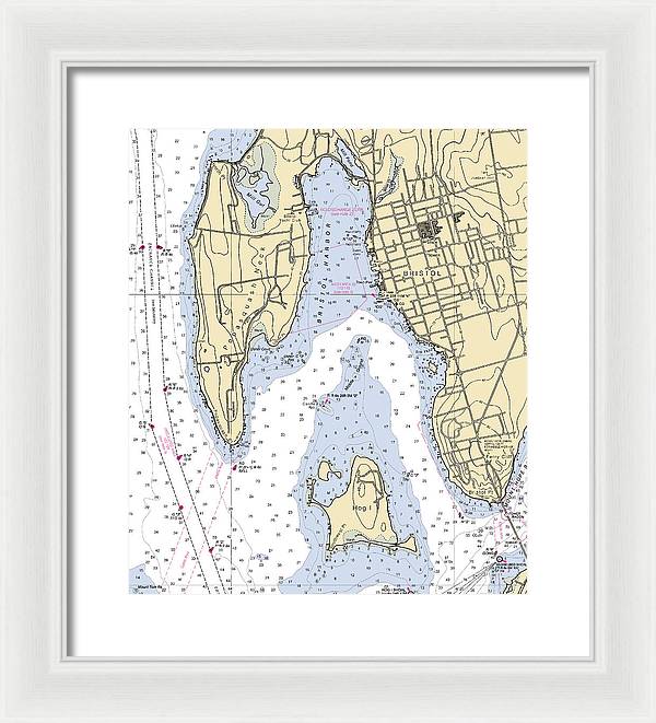 Bristol-rhode Island Nautical Chart - Framed Print